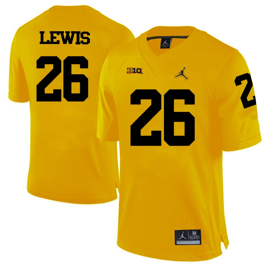 Michigan Wolverines Men's NCAA Jourdan Lewis #26 Yellow College Football Jersey MLP7349KR